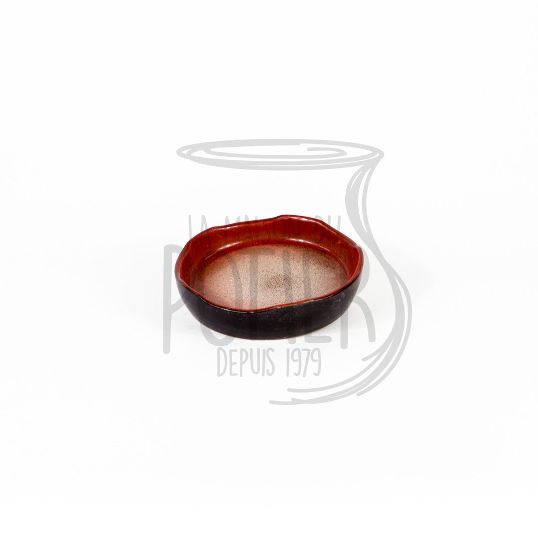 Plat Rond en Grès Céramique Rouge et Noir - La Maison du Potier